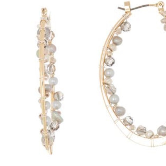 Freshwater Pearl Beaded Hoop Earrings - NWT - Picture 5 of 12